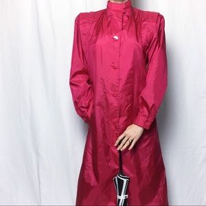 True vintage 80s New Wave fuchsia trench raincoat